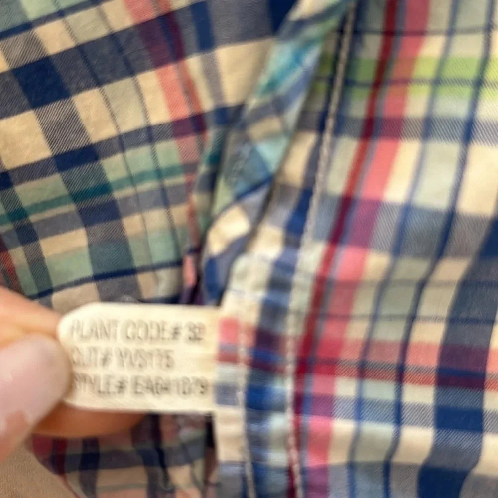 Ralph Lauren blue plaid button-down shirt size medium 10-12 short sleeve